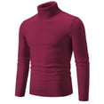thumbnail image 2 of WAENQINLA Solid Color Basic Sweaters for Men Winter Warm Cowl Neck Pullovers Long Sleeve Slim Fit Knitwear Tops Wine L, 2 of 4