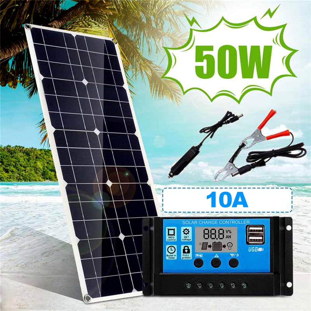 50W Solar Panel Kit with PWM Charge Controller Regulator12V RV Boat OffGrid O9F6 