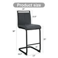thumbnail image 2 of Sweiko 25in Counter Height Bar Stool Modern PU leather upholstered bar chair with Black C-tube Metal Legs for Home Pub Cafe Restaurant Black Guest Office Chairs Set of 2 Black, 2 of 7