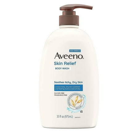 Aveeno Skin Relief Moisturizing Body Wash, Fragrance Free Shower Gel, 33 oz