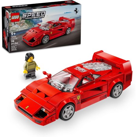 Speed Champions Ferrari F40 Supercar, Toy Car Model Building Set with Driver Minifigure, Collectible Ferrari Toy for Kids Ages 9 and Up, 76934