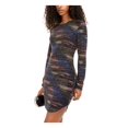 thumbnail image 3 of B DARLIN Womens Black Glitter Long Sleeve Jewel Neck Short Party Body Con Dress 3\4, 3 of 3