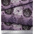 thumbnail image 2 of Soimoi Modal Satin Fabric Text,Floral & Greek Key Block Print Fabric by the Yard 42 Inch Wide, 2 of 3
