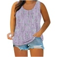 thumbnail image 2 of Plus Size Tank Tops for Women Sleeveless Round-Neck Plus Tunic Blouse Casual Loose Summer Tank Purple XXXXL, 2 of 5
