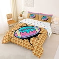 thumbnail image 2 of Erosebridal Rugby Football Sport Queen Comforter Set for Kids Boys Girls, Ice Cream Drip Waffle Bedding Comforter Set, Colorful Polka Dots Reversible, 1 Comforter and 2 Pillowcases, 2 of 6