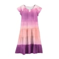 thumbnail image 5 of Milgrthf Robe Maxi Teinture sur Nœuds pour Filles, Été, Manches Courtes à Volants, Col Ras du Cou, Robes Superposées pour 6-12 Ans, Or Rose, 5 of 5