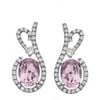Platinum-Plated Sterling Silver Floral Lace-Cut Amethyst Pave CZ Earrings
