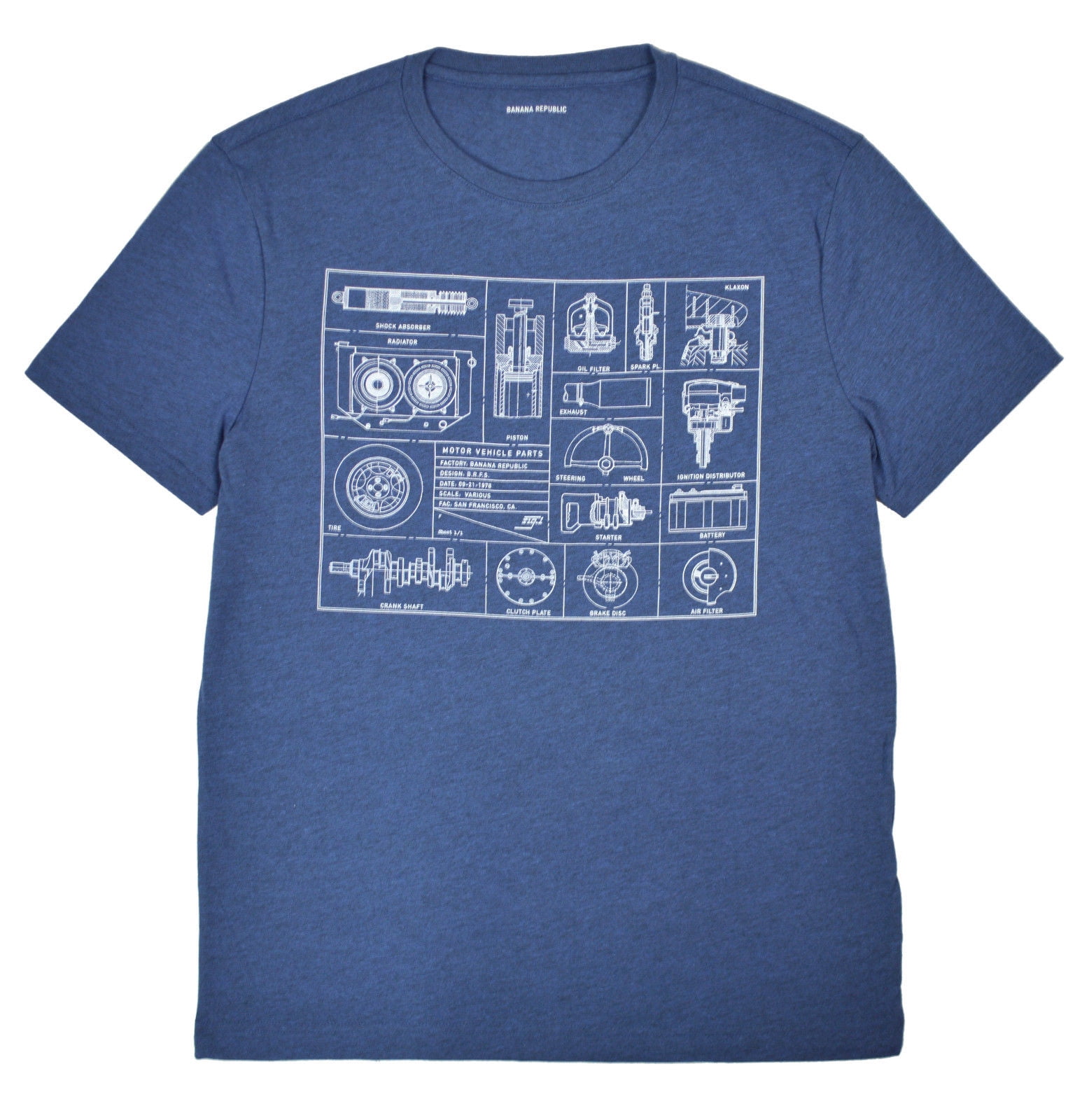 Banana Republic New Banana Republic Mens Heather Blue Car Diagram
