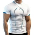 thumbnail image 1 of Camiseta deportiva para hombre, camiseta de entrenamiento transpirable, manga corta con estampado bonito para gimnasio, 1 of 5