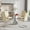 Yellow, variant on Katboc Modern Dining Table and 4Pcs Chairs Set, 35in Black Glass Top, Silver Flared Base & Faux Leather Seats, Compact for Small Kitchen, Living Room, Dining Area, Yellow