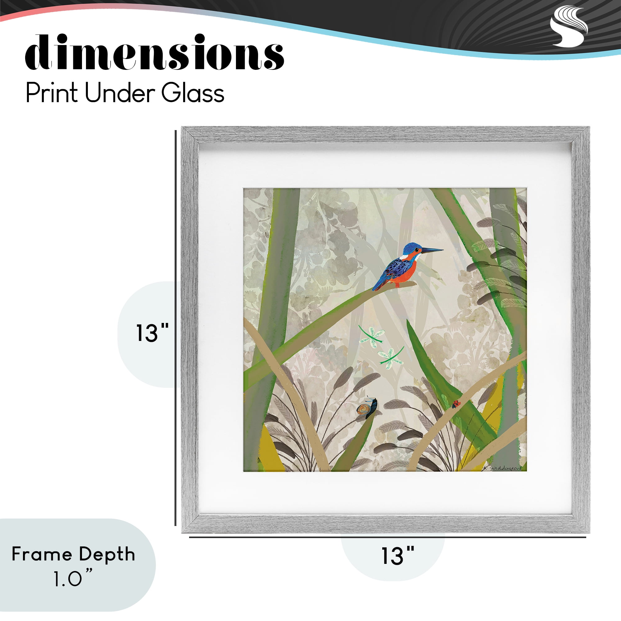 Stupell Industries Kingfisher Among Branches Gray Framed Print Under Glass, design by Kay Widdowson