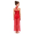 thumbnail image 2 of vastwit Filles Enfants Paillettes Sans Manches Justaucorps Lyrique de Ballet Robe en Maille Jambe Grand Combinaison Pantalon Justaucorps Tenue de Danse Rouge 8, 2 of 7