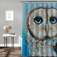 thumbnail image 2 of Orinice Owl Blue Eyes Brown Beak Bathroom Decor Set with Hooks | Colorful Luxurious Polyester Fabric Shower Curtain Set 60x72, 2 of 7