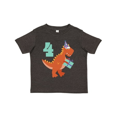 

Inktastic 4th Birthday Dinosaur Gift Toddler Boy or Toddler Girl T-Shirt