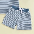 thumbnail image 4 of Gubotare Toddler Baby Boy Clothes 6 12 18 Months 2T 3T Summer Outfit Waffle Knitted Stripe Casual T-shirt Tops Shorts Sets Blue,Size 2-3 Years, 4 of 5