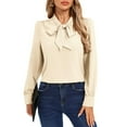 thumbnail image 6 of Long Sleeve Shirts for Women Elegant Tie Neck Blouse Long Sleeve Soft Tunic Top with Bow Detail Outfits Modern, 6 of 9