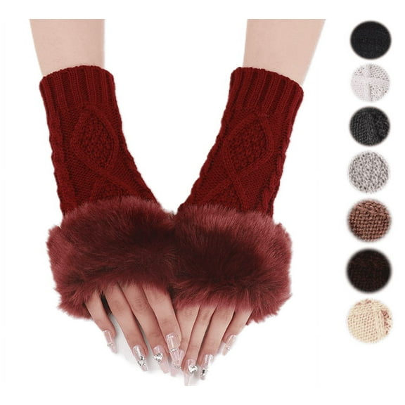 Yoyauz Women'sFingerless Gloves Arm Warm Knit Thumbhole Stretch