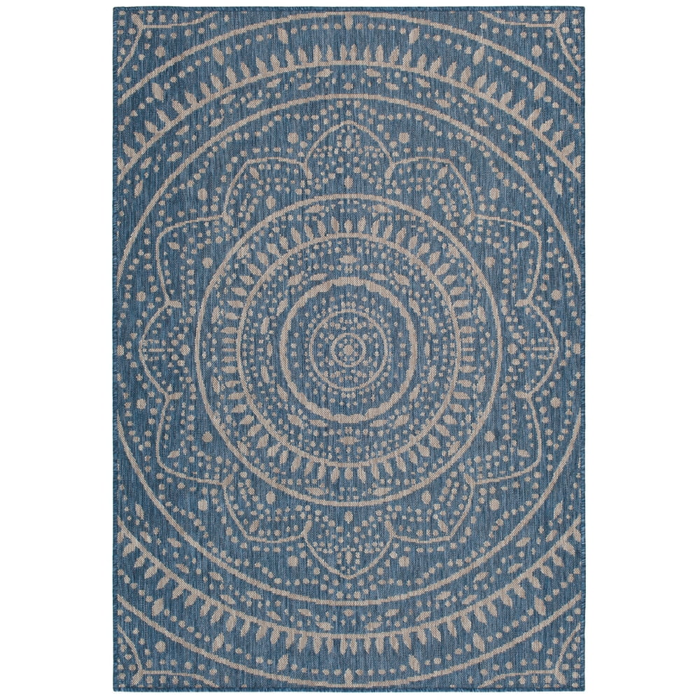Mainstays Blue Global Medallion Indoor Outdoor Area Rug, 7'10"x10