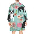 thumbnail image 2 of Green Boston Terrier and Flower Wearable Oversized Blanket,Wearable Blanket Hoodie for Adults,Cozy Hooded Blankets with Super Pockets,Super Warm Fuzzy Pullover for Women & Men, 2 of 6