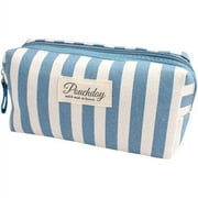 Riah Fashion Pouchday Striped Canvas Makeup Pouch
