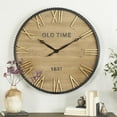 thumbnail image 2 of DecMode 36" Brown Wooden Wall Clock with Gold Accents, 2 of 12