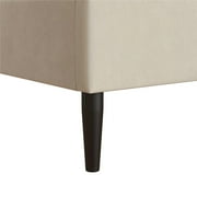 Mainstays Vera Upholstered Velvet Platform Bed, No Box Spring Required, Queen, Cream