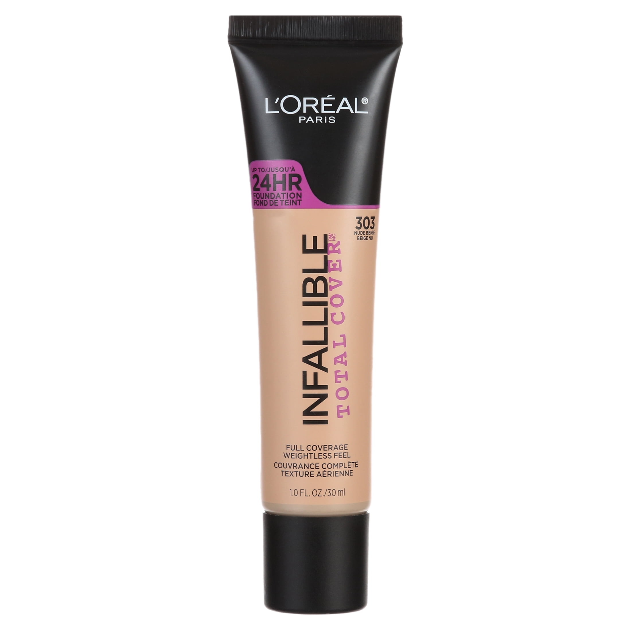 L'Oreal Paris Infallible Total Cover Liquid Foundation, Nude Beige, 1 fl oz