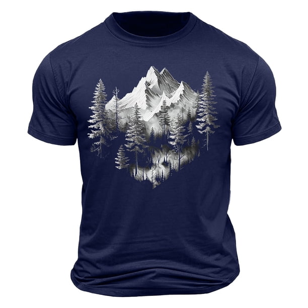 Camisa Casual de Cuello de la Tripulación de la Impresión de la Selva de Manga Corta Top Ligero de Poliéster para los Hombres, Camiseta de Manga Corta para el Uso Diario de Primavera Verano
