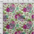 thumbnail image 2 of oneOone Cotton Poplin Cream Fabric Floral & Skull Sewing Material Print Fabric By The Yard 56 Inch Wide, 2 of 4