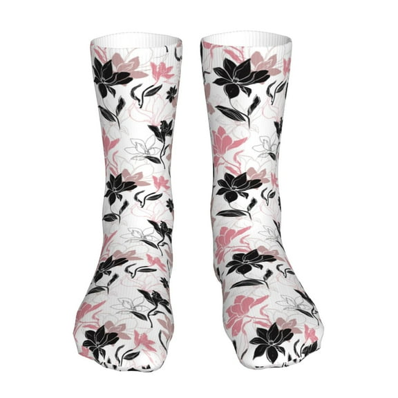 KLL Lilies Flowers Print Womens Crew Socks Athletic Middle Tube Long Socks Novelty Socks Gifts For Men