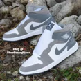 thumbnail image 1 of N I-K-E A i r-Jor-dan 1 Mid SE Shoes White Cool Gray HF3216-100 Men's Sizes NEW, 1 of 5