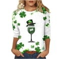 thumbnail image 2 of Ounisa Women 3/4 Sleeve St. Patrick's Day T-Shirts Crew Neck Spring Graphic Tee Tops Clothes, 2 of 5