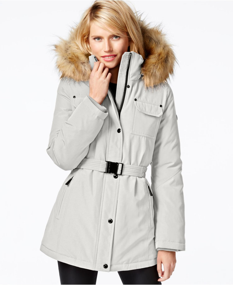 michael kors down coat with zipper chest pockets