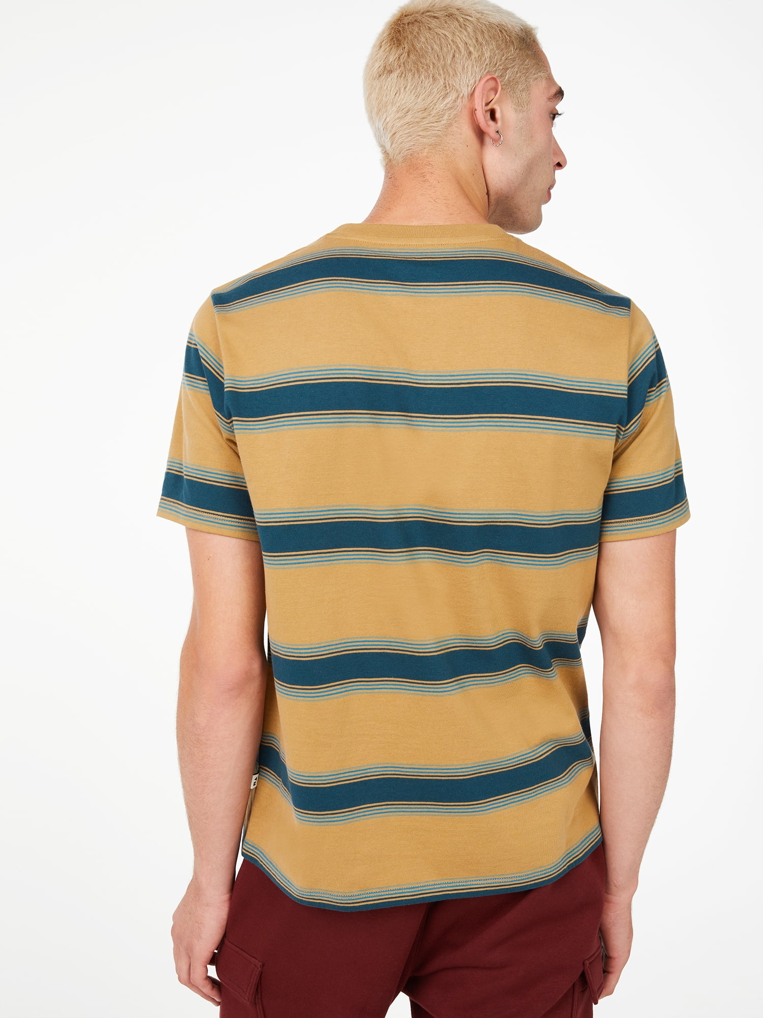 Free Assembly Men's Short Sleeve Striped Pocket T-Shirt