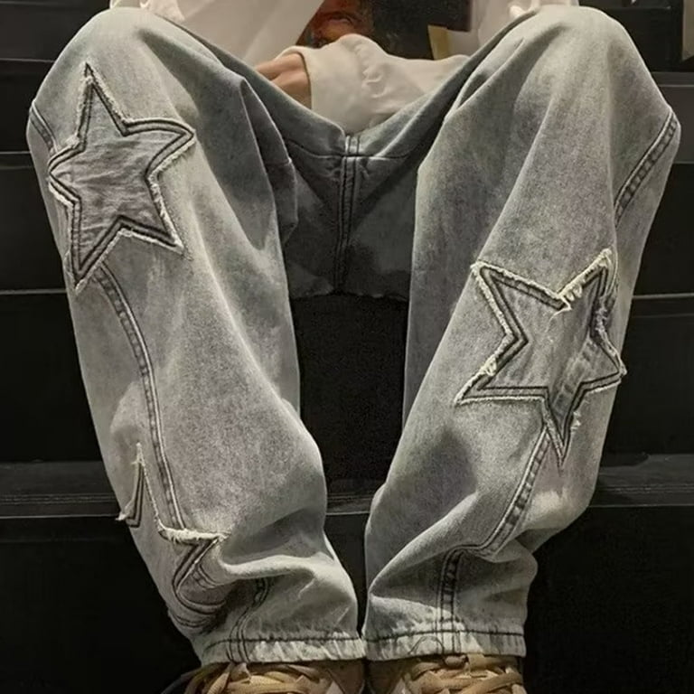 CENL Y2K Vintage Mens Streetwear Star Aesthetic Straight CENL Y2K Vintage Mens Streetwear Star Aesthetic Straight