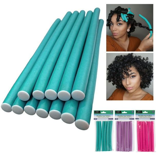 12 Pc Flexible Curl Hair Rollers Perm Rods Flexi Curlers Foam Bend ...