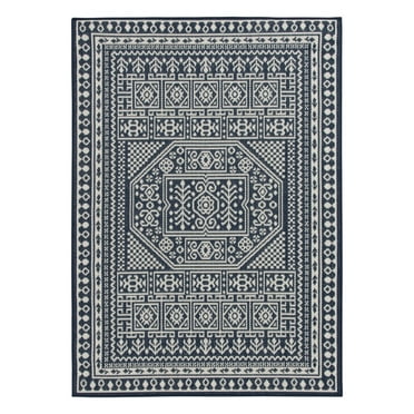 Mainstays 5' x 7' Navy Blue Medallion Outdoor Area Rug