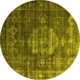 thumbnail image 1 of Ahgly Company Machine Washable Indoor Round Oriental Yellow Industrial Area Rugs, 6' Round, 1 of 4