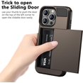 thumbnail image 3 of for iPhone 15 Pro Case with Card Holder, Dual Layer Shockproof Wallet Phone Case, Hidden Card Slot Sliding Protective Hard Shell Back Cover Slim Case for iPhone 15 Pro, 6.1'' Gun Metal, 3 of 14