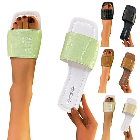 

Aayomet Women s Slippers Women Slippers Fashionable Summer New Pattern Simple Flat Bottom Comfortable Large Size Beach Sandals Gold 8