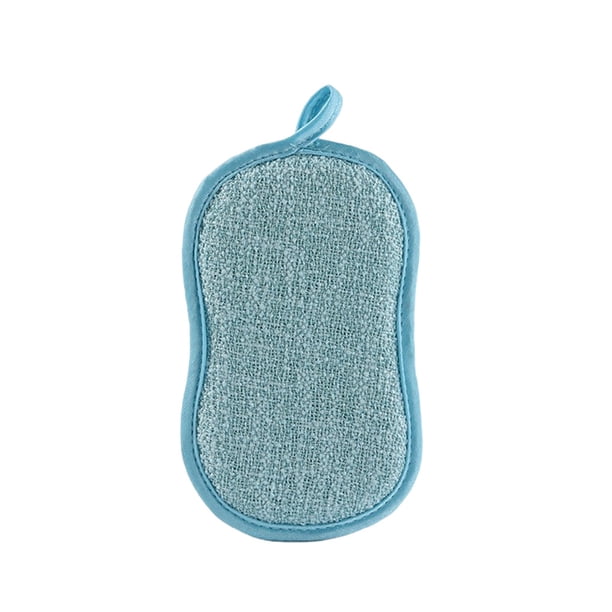 Injueey Estropajo de cocina, sartén de doble cara, fregador de limpieza para lavavajillas, esponja de limpieza antiarañazos, absorbente de Suministros de limpieza para el hogar Azul