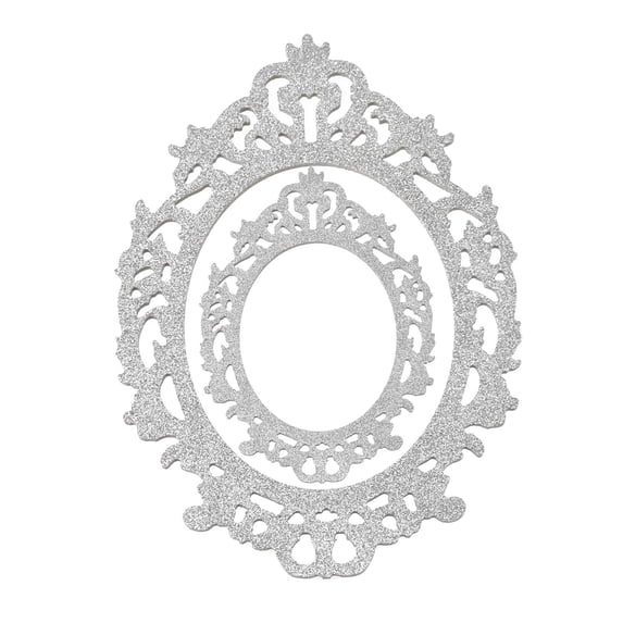 Glitter Antique Style Wooden Oval Frame Set, Assorted Sizes, 2-Piece, Silver