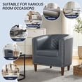 thumbnail image 4 of Accent Arm Chair Barrel Tub Club Chair PU Leather Single Sofa Modern Upholstered Blue Armchair, 4 of 9