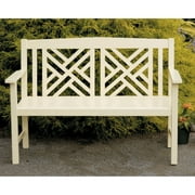Achla Designs Antique Ivory 4 ft. Fretwork Wood Bench
