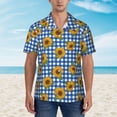 thumbnail image 4 of Daiia Sunflowers Hawaiian Shirt for Men Gentle Cotton Regular Short Sleeve Casual-Large, 4 of 9