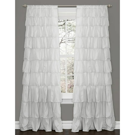 Maison Rouge Letitia Ruffle White 84 Inch Curtain Panel Walmart