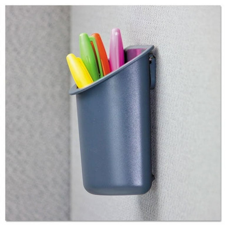 Recycled Plastic Cubicle Pencil Cup, 4.25 x 2.5 x 5, Wall Mount, Charcoal Recycled Plastic Cubicle Pencil Cup, 4.25 x 2.5 x 5, Wall Mount, Charcoal