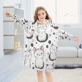 thumbnail image 5 of Wearable Blanket with Sleeves and Pocket Oversized Hooded Sweatshirt 3-14 YR Cartoon Cat S, 5 of 7