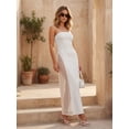 thumbnail image 3 of LMLYSoH Women Summer Long Bandeau Dress White Off Shoulder Strapless Slim Mesh Sequins Slit Tube Top Dress, 3 of 9