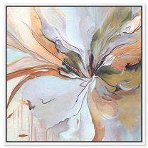Golden Aesthetic Boho Abstract Wall Art Canvas Wall Art by Art Remedy, White Floater Frame, 25" x 25"
